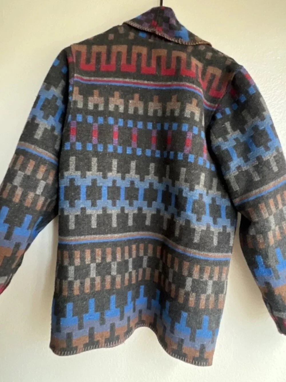 KAREN KANE Women’s Sz XS Black Tribal Aztec Wool Cardigan Coat